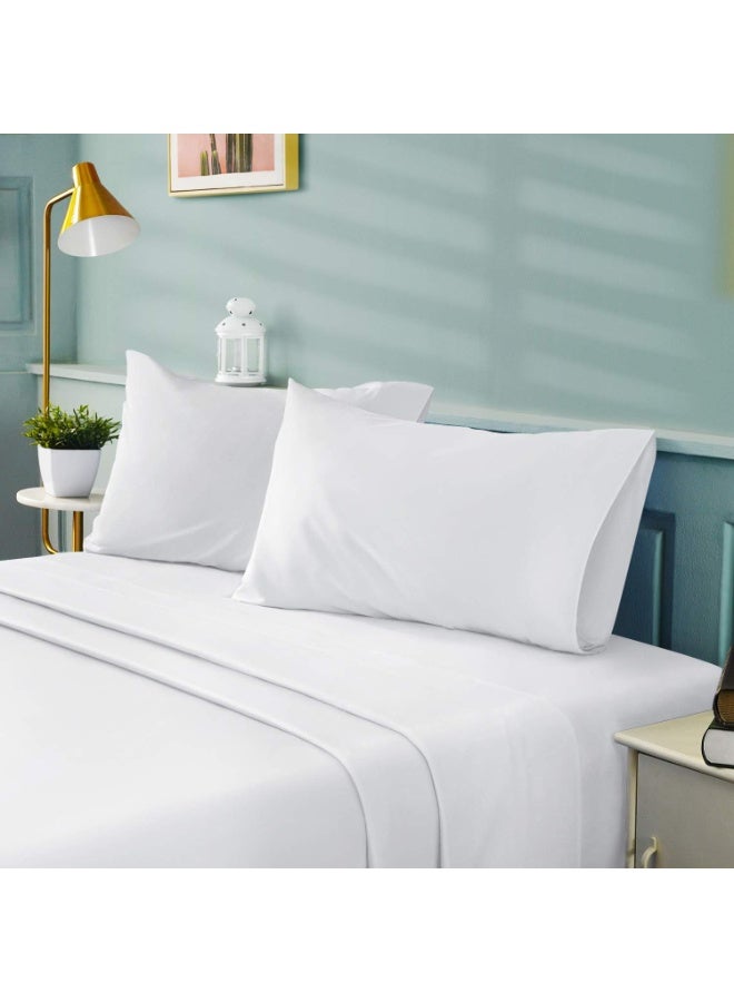 BYSURE Hotel Luxury Bed Sheets Set 4 Piece(Twin XL, White) - Super Soft 1800 Thread Count 100% Microfiber Sheets with Deep Pockets, Wrinkle & Fade Resistant - Image 3